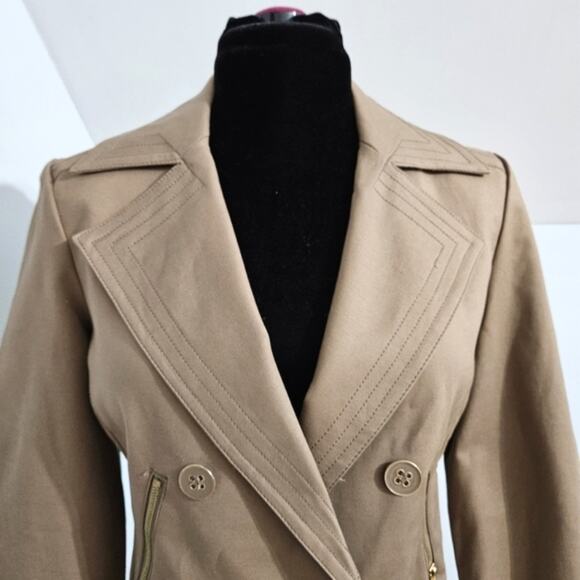 NEW Ellen Tracy Soft Focus Double Breasted Cafe Brown Jacket Medium - Picture 5 of 12